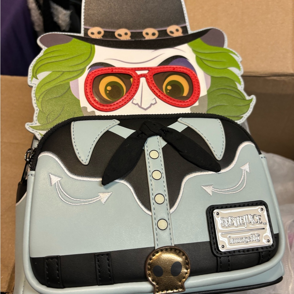 Loungefly Beetlejuice Mini Backpack - Black, Gray, And Green